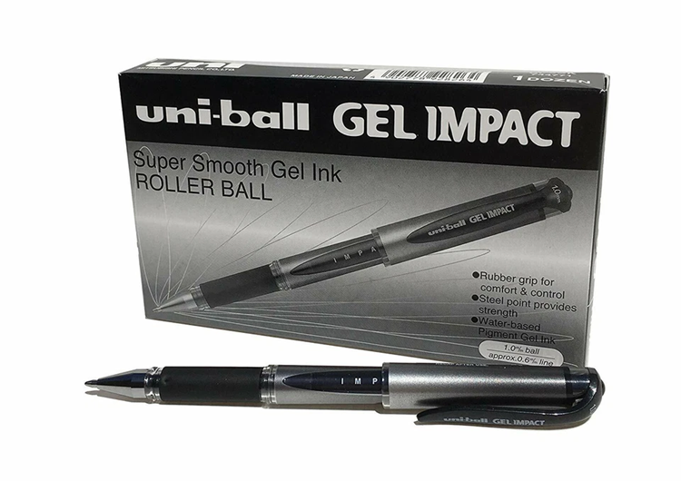 Uni-ball Gel Impact Broad Black MI-UM153S-BK (Pack of 12 pcs)