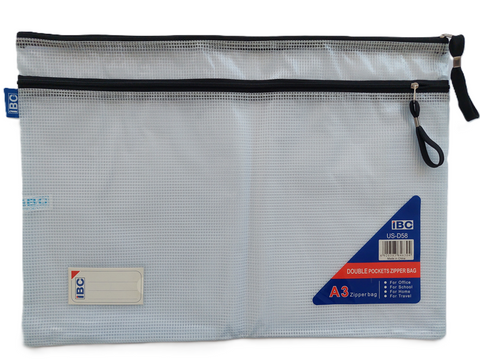 IBC ZIPPER BAG DOUBLE POCKET IBC-D58 -A3 ASS COLOURS