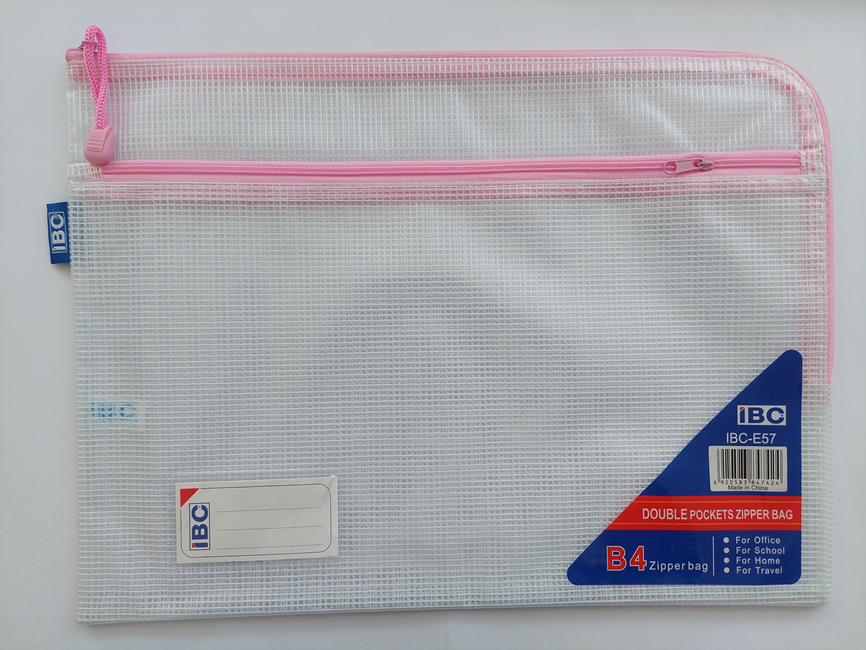 IBC ZIPPER BAG ROUNDED CORNER DOUBLE POCKET IBC-E57 -B4 ASS COLOURS