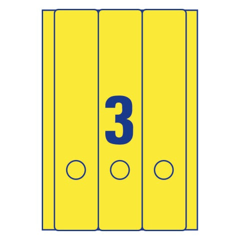 Avery Wide Filing Labels Permanent -Yellow ,20 Sheets , Long , W 61 mm x H 297 mm