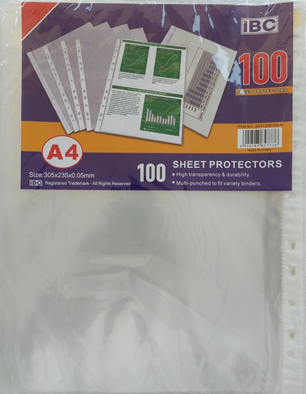 IBC Sheet Protectors Pack of 100 Pcs