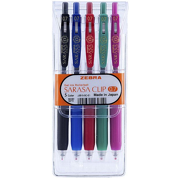 Zebra Sarasa Clip 5 Colors 0.7 Pen New Set.