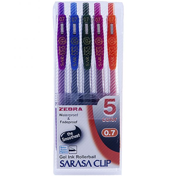 Zebra Sarasa Clip 5 0.7 Pen Set.