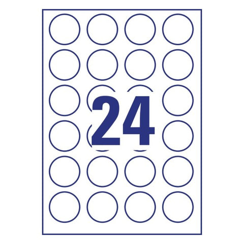 Avery Removable Labels -White , 10 Sheets , 40 mm Diameter , Round 5080