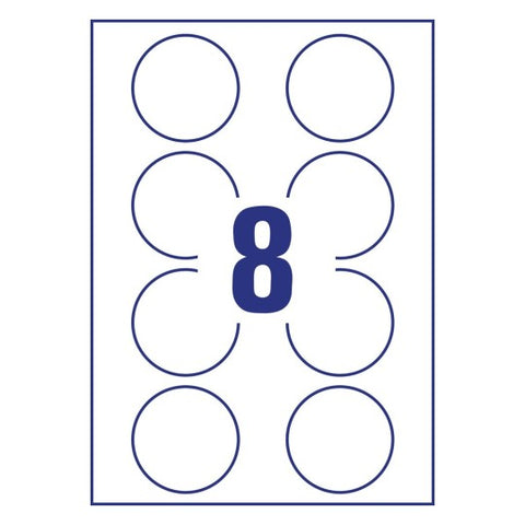 Avery Removable Labels-White , 10 Sheets , 65 mm Diameter , Round 5081