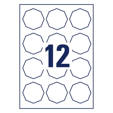 Avery Removable Labels-White ,10 Sheets ,61 mm x H 60.3 mm ,Octagonal 5083