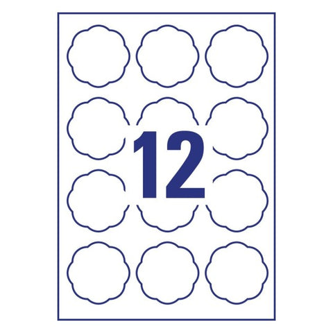 Avery Removable Labels -White , 10 Sheets , W 60 mm x H 59.5 mm , Flower 5085