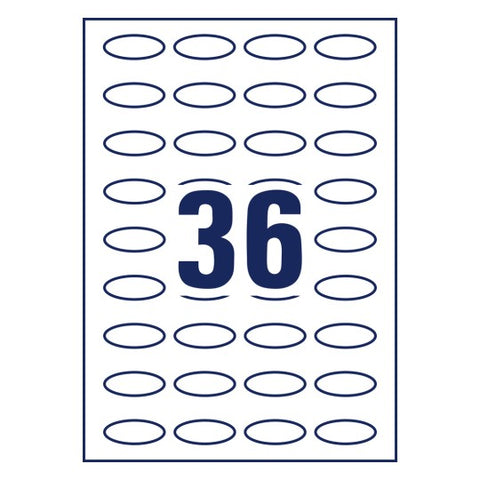 Avery Removable Labels -White , 10 Sheets , W 40 mm x H 20 mm , Oval 5086