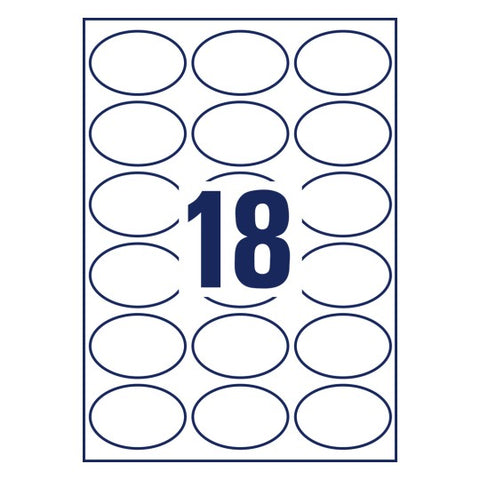 Avery Removable Labels -White , 10 Sheets , W 63.5 mm x H 42.3 mm , Oval 5087