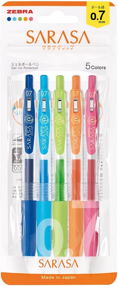 Zebra Gel Ballpoint Pen Sarasa Clip 0.7mm 5 Colors Set