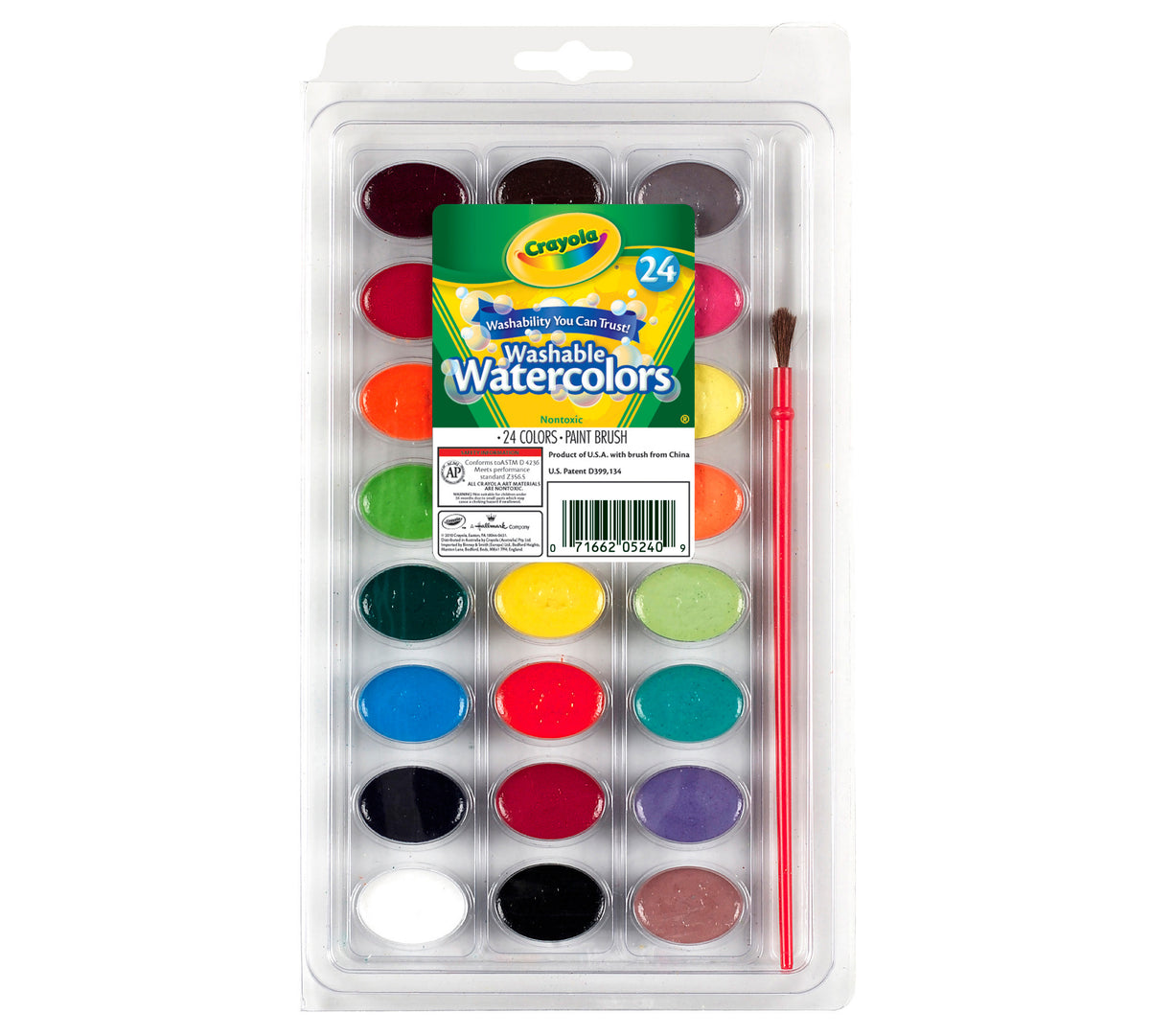 Crayola Washable Watercolors,24 Count & Brush 53-0524