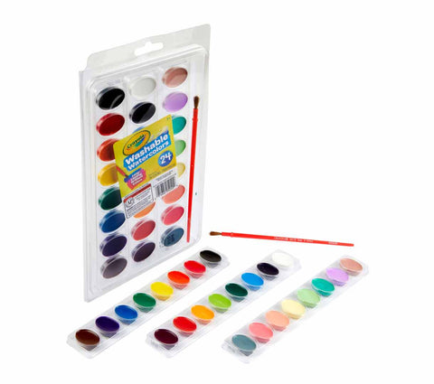 Crayola Washable Watercolors,24 Count & Brush 53-0524