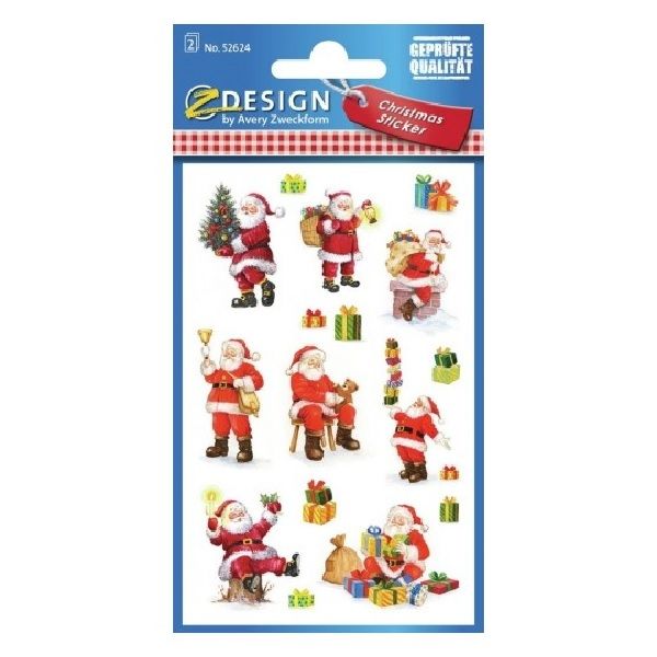 Avery Christmas Stickers, Santa Clauses, 16 Sticker Per 2 Page.