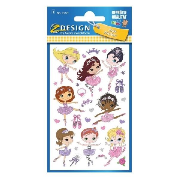 Avery Paper Stickers For Kids, Ballerina, 30 Sticker Per 1 Page.