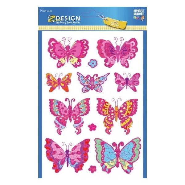 Avery Large Stickers "Butterflies", 12 Sticker Per 1 Page.