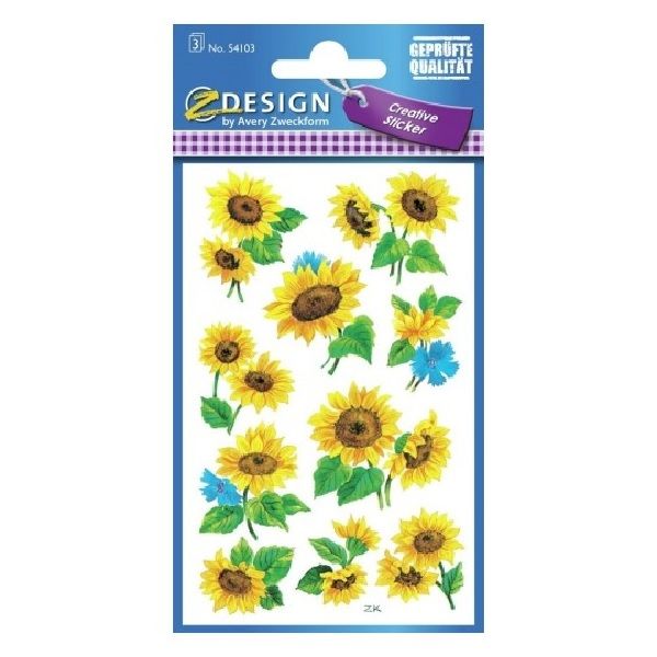 Avery Deco Stickers, Sunflowers, 30 Sticker Per 3 Page.