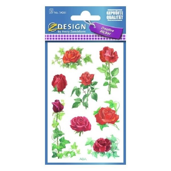 Avery Deco Stickers, Roses, 24 Sticker Per 3 Page.