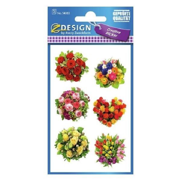 Avery Deco Stickers, Bouquets Of Flowers, 12 Sticker Per 2 Page.