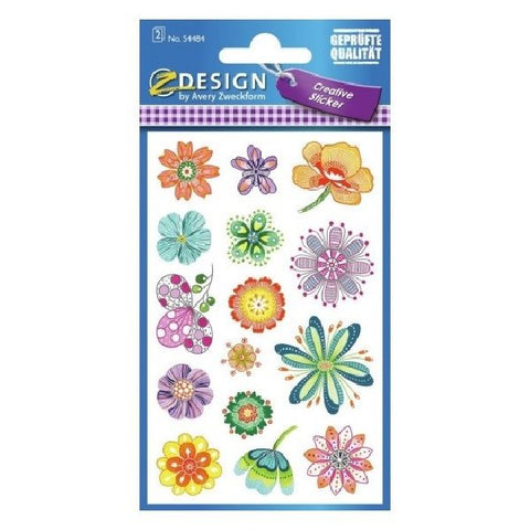 Avery Deco Stickers, Fantasy Flowers, 30 Sticker Per 2 Page.