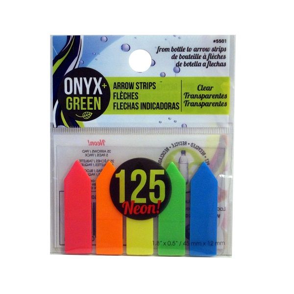 Onyx & Green 125 Arrow Strips, Made From Recycled Pet, Assorted Colors, Eco Friendly - (5501).