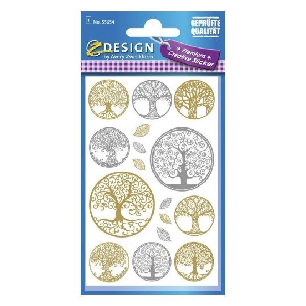 Avery Metallic Stickers, Tree Of Life, 14 Sticker Per 1 Page.