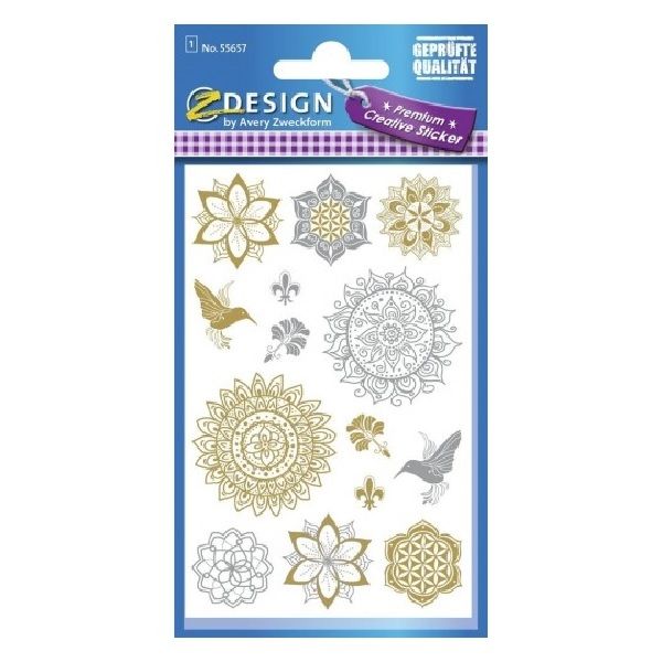 Avery Metallic Stickers, Floral, 12 Sticker Per 1 Page.