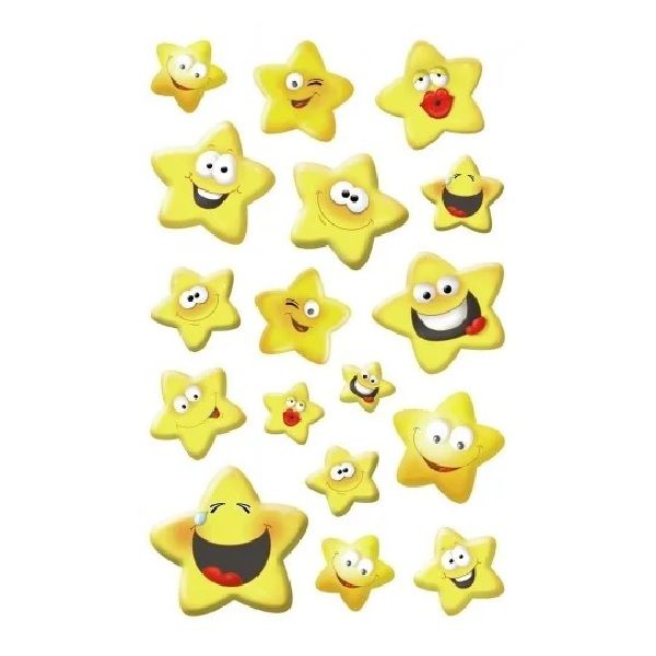 Avery Deco Stickers, Emoticon Star, 34 Sticker Per 2 Page.