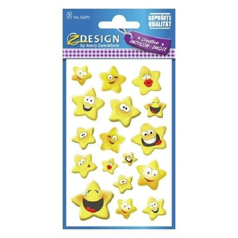 Avery Deco Stickers, Emoticon Star, 34 Sticker Per 2 Page.