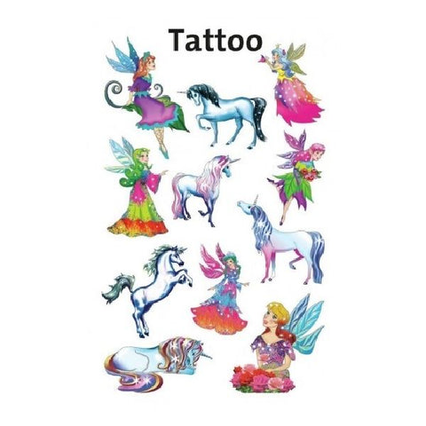 Avery Temporary Kids Tattoo, 11 Fairies/Unicorns Tattoos Per 1 Page.