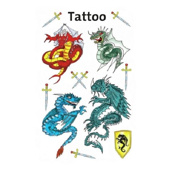 Avery Temporary Kids Tattoo, 11 Dragon Tattoos Per 1 Page.