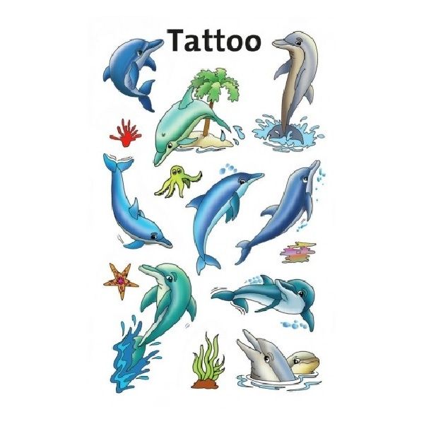 Avery Temporary Kids Tattoo, 13 Dolphins Tattoos Per 1 Page.