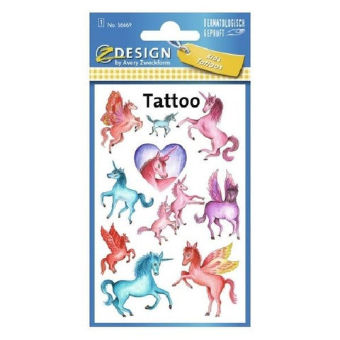 Avery Temporary Kids Tattoo, 10 Unicorns Tattoos Per 1 Page.