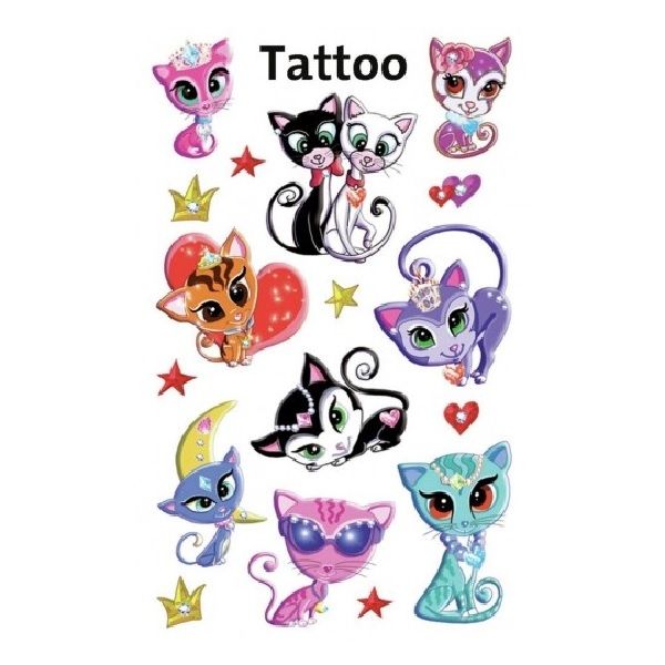 Avery Temporary Kids Tattoo, 17 Cats Tattoos Per 1 Page.