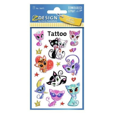 Avery Temporary Kids Tattoo, 17 Cats Tattoos Per 1 Page.