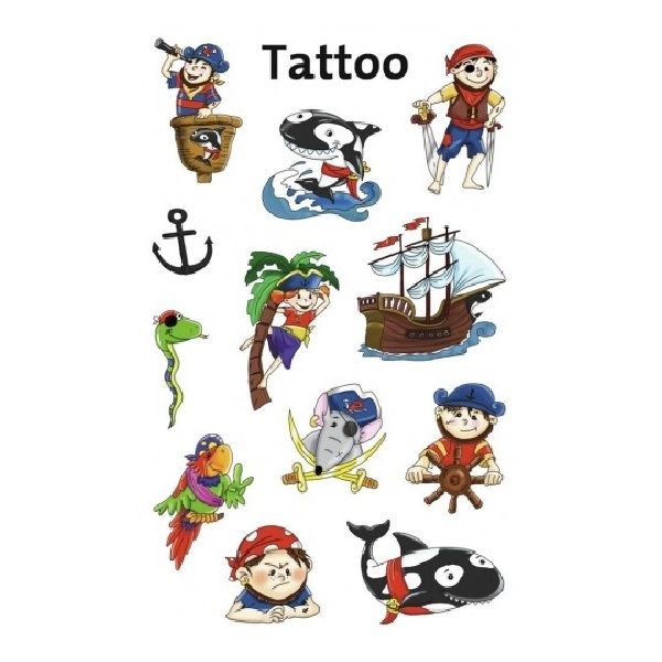 Avery Temporary Kids Tattoo, 12 Pirates Tattoos Per 1 Page.