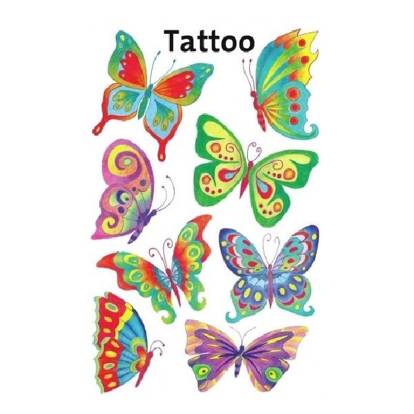 Avery Temporary Kids Tattoo, 8 Butterflies Tattoos Per 1 Page.