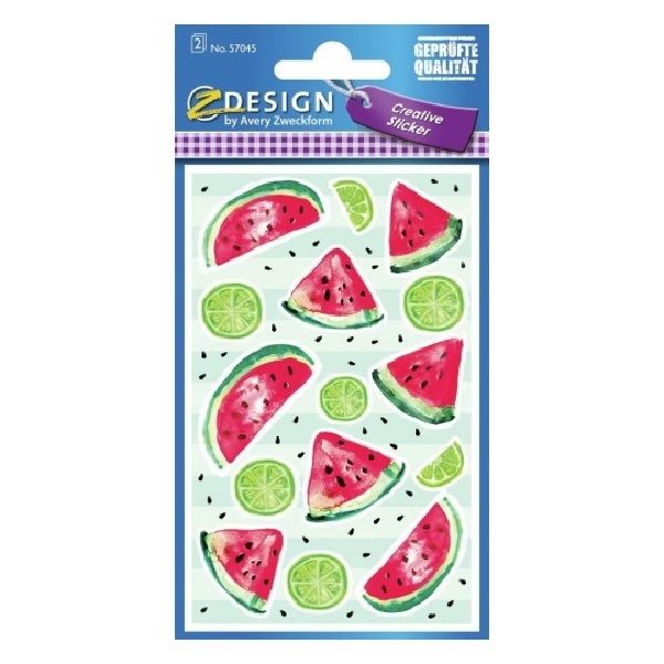 Avery Deco Stickers, Melon Lemon, 30 Sticker Per 2 Page.