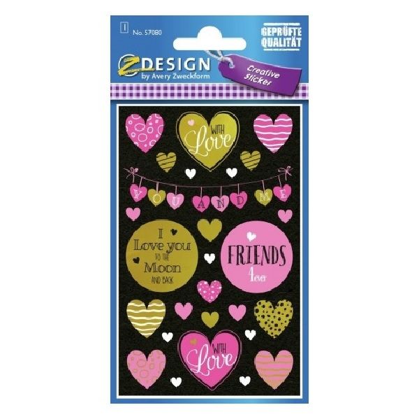 Avery Deco Stickers, Hearts, 27 Sticker Per 1 Page.