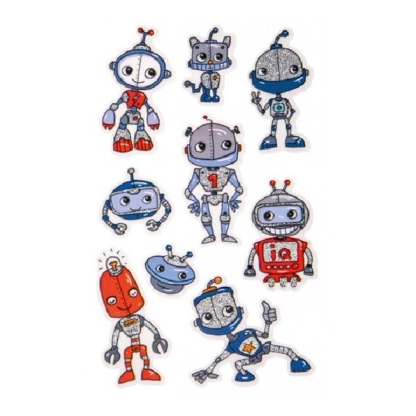 Avery Glitter Stickers Robots, 9 Sticker Per 1 Page.