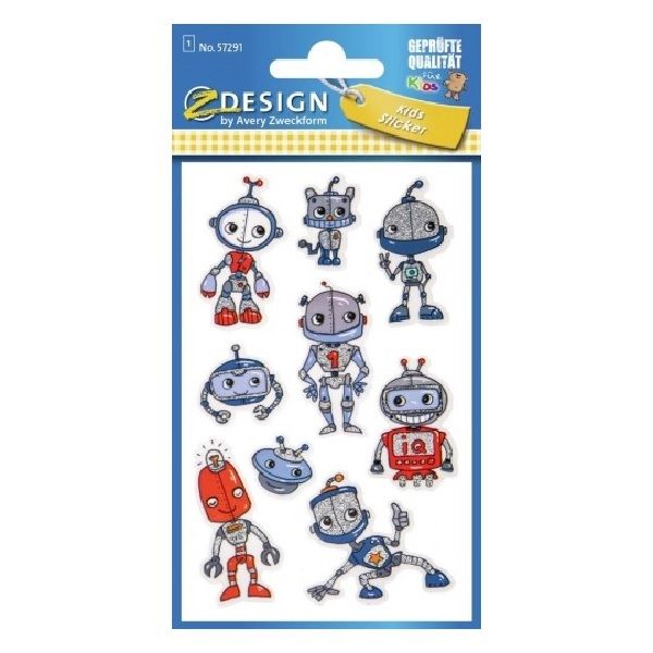 Avery Glitter Stickers Robots, 9 Sticker Per 1 Page.