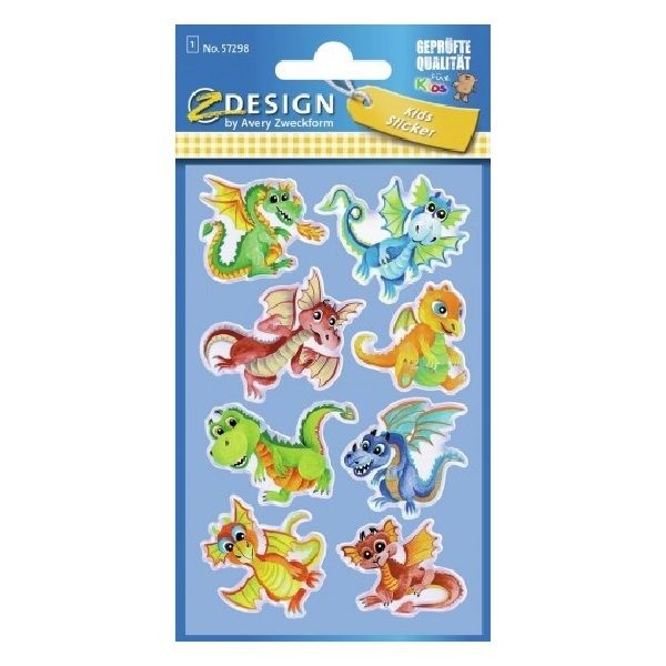 Avery Glossy Sticker Dragons, 8 Sticker Per 1 Page.