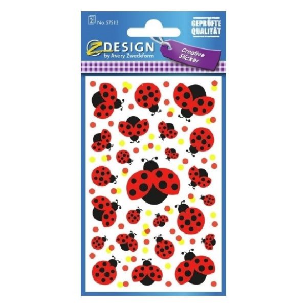 Avery Deco Stickers, Ladybug, 48 Sticker Per 2 Page.