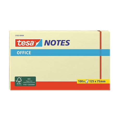 Tesa Office Sticky Notes, 100 sheets, 125mm x 75mm.