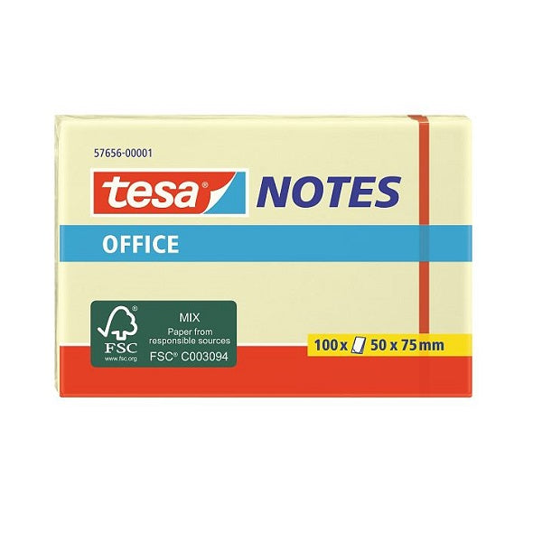 Tesa Office Sticky Notes, 100 sheets, 50mm x 75mm.