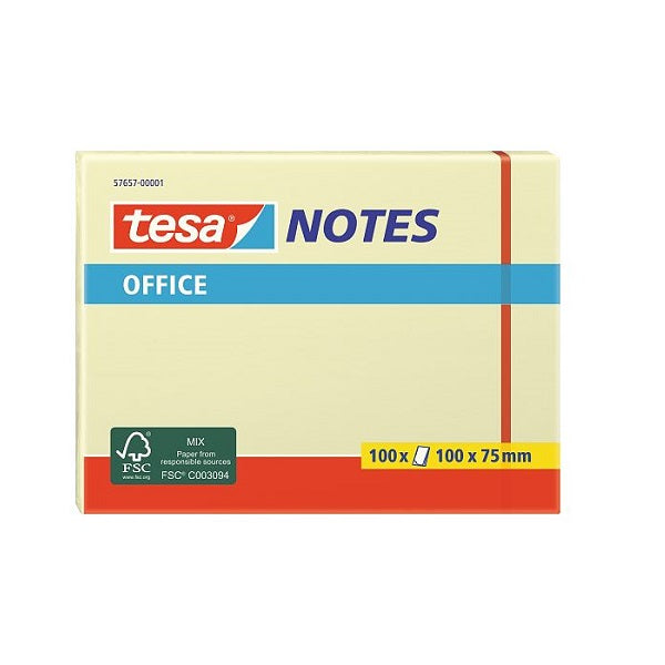 Tesa Office Sticky Notes, 100 sheets, 100mm x 75mm.