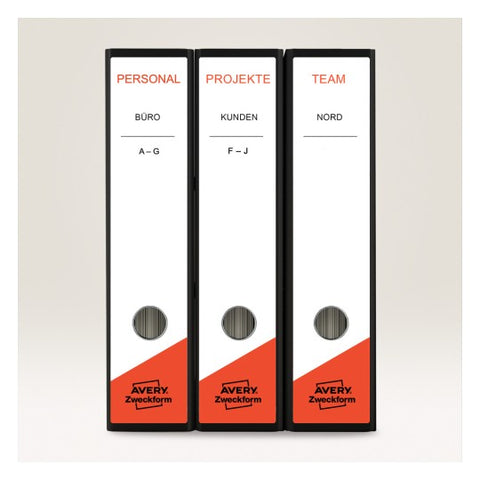 Avery Wide Filing Labels Permanent -White, 25 + 5 Extra Sheets-Long-W 59 mm x H 297 mm