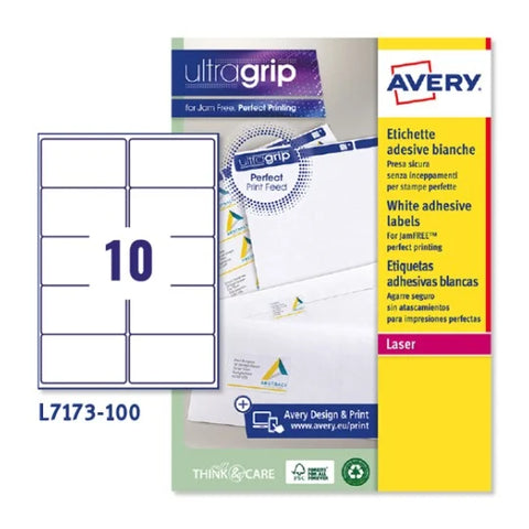 Avery Address Labels For C4/C5 Envelopes -White , 1000 Labels , W 99.1 mm x H 57 mm L7173-100