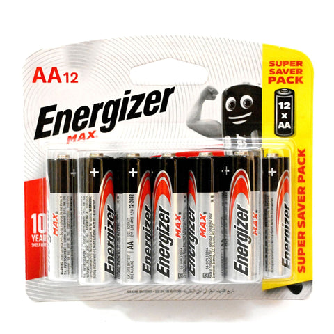 Energizer Alkaline AA Max Battery, Pack of 12, 1.5V