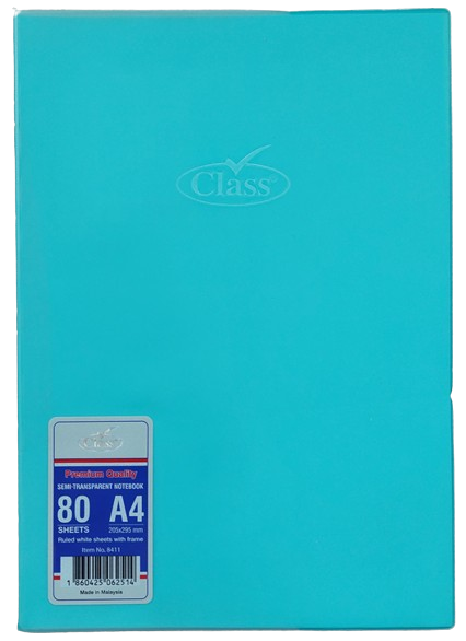 Class Note Book Semi Transparent 80 Sheets A4