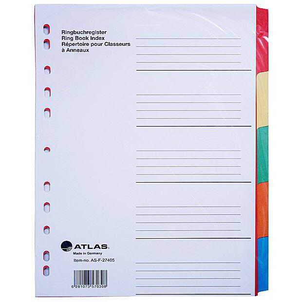 Atlas - Paper Index & Dividers with Five Colours.